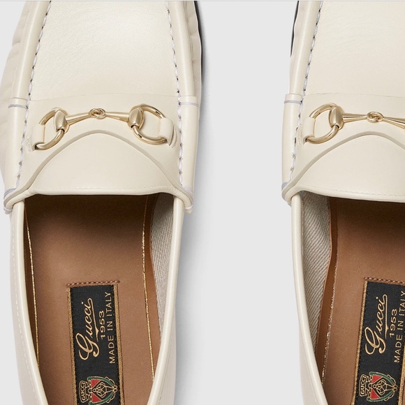GUCCI WOMEN'S HORSEBIT 1953 LOAFER. SIZE: 37 1/2 EU ( 7 US). WHITE LEATHER - Picture 7 of 11